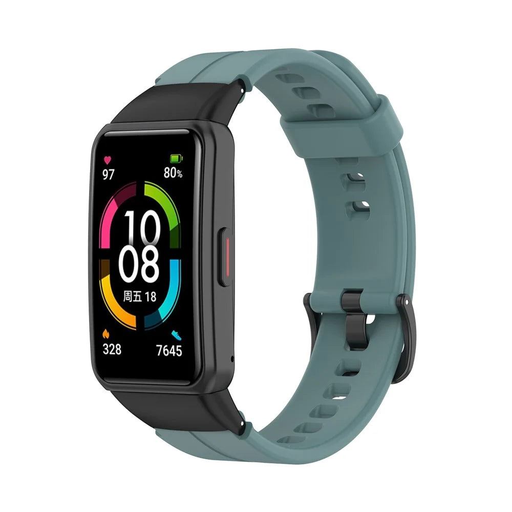 Silicone Adjustable Smart Watch Band Replacement Wrist Strap for Huawei Band 6 / Honor Band 6 / Band 7 - Cyan - 2