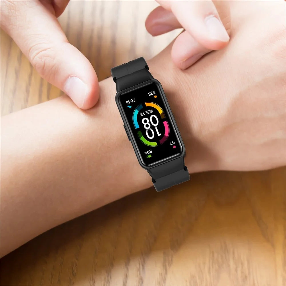 Silicone Adjustable Smart Watch Band Replacement Wrist Strap for Huawei Band 6 / Honor Band 6 / Band 7 - Cyan - 6