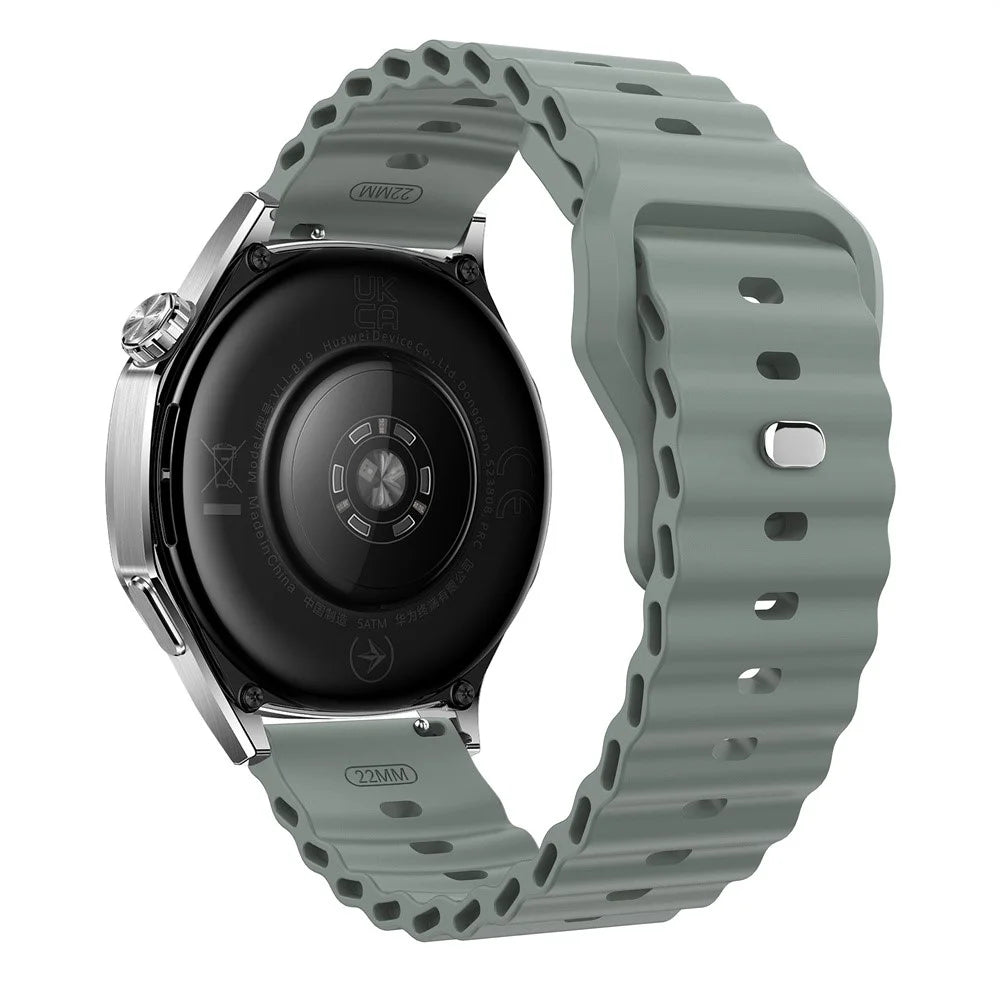 22mm Silicone Watch Band for Huawei Watch GT 6 46mm  /  GT 5 46mm  /  GT 5 Pro 46mm Ocean Wave Wrist Strap - Dark Grey - 1