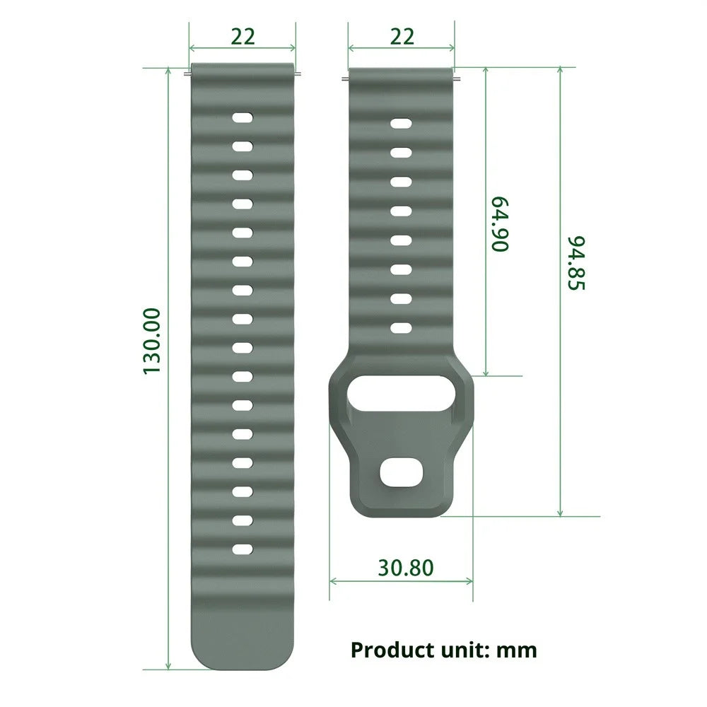 22mm Silicone Watch Band for Huawei Watch GT 6 46mm  /  GT 5 46mm  /  GT 5 Pro 46mm Ocean Wave Wrist Strap - Dark Grey - 6