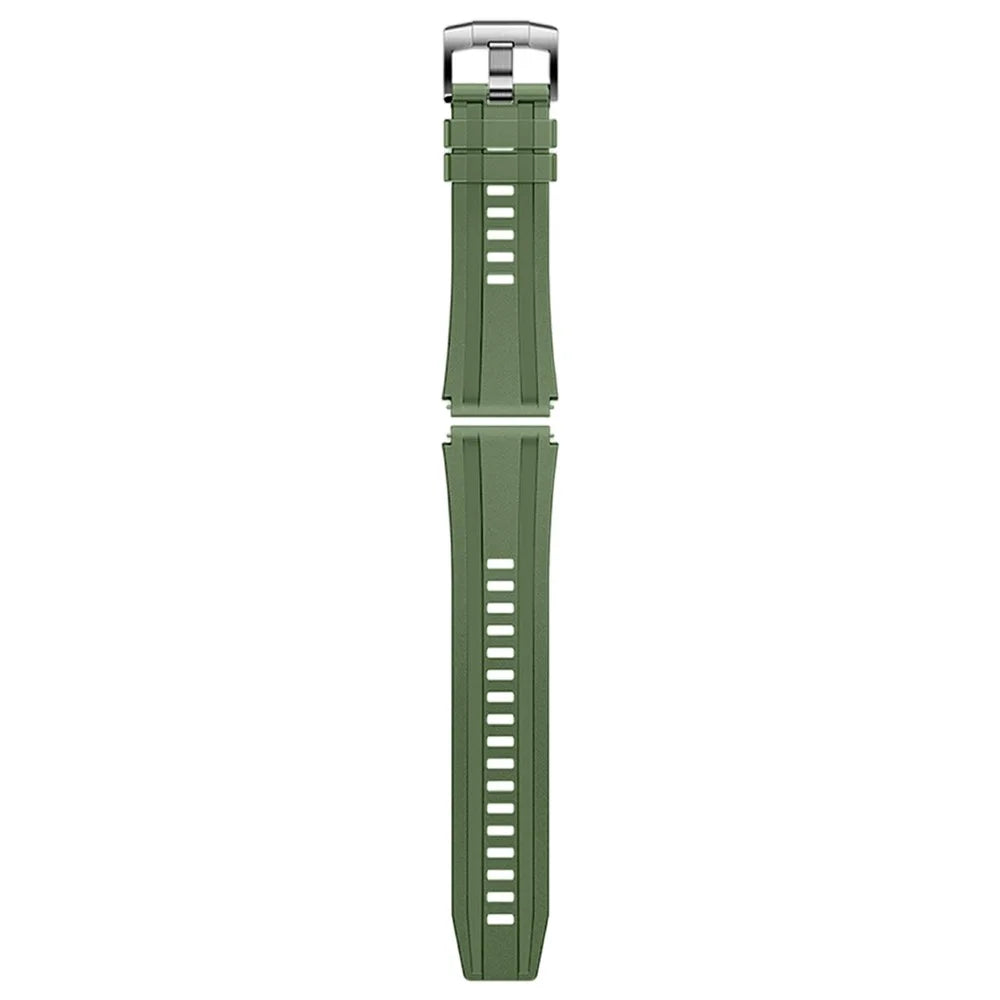 22mm Fluorine Rubber Sport Watch Band for Huawei Watch GT 5 / 5 Pro / 4 46mm / Samsung Galaxy Watch3 45mm Quick Release Wrist Strap - Green / Silver - 3