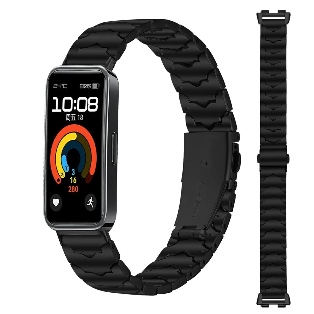 Bat Design Black Watch Strap for Xiaomi Smart Band 10 / 9 / 8 Stainless Steel Adjustable Band with Folding Clasp - 2