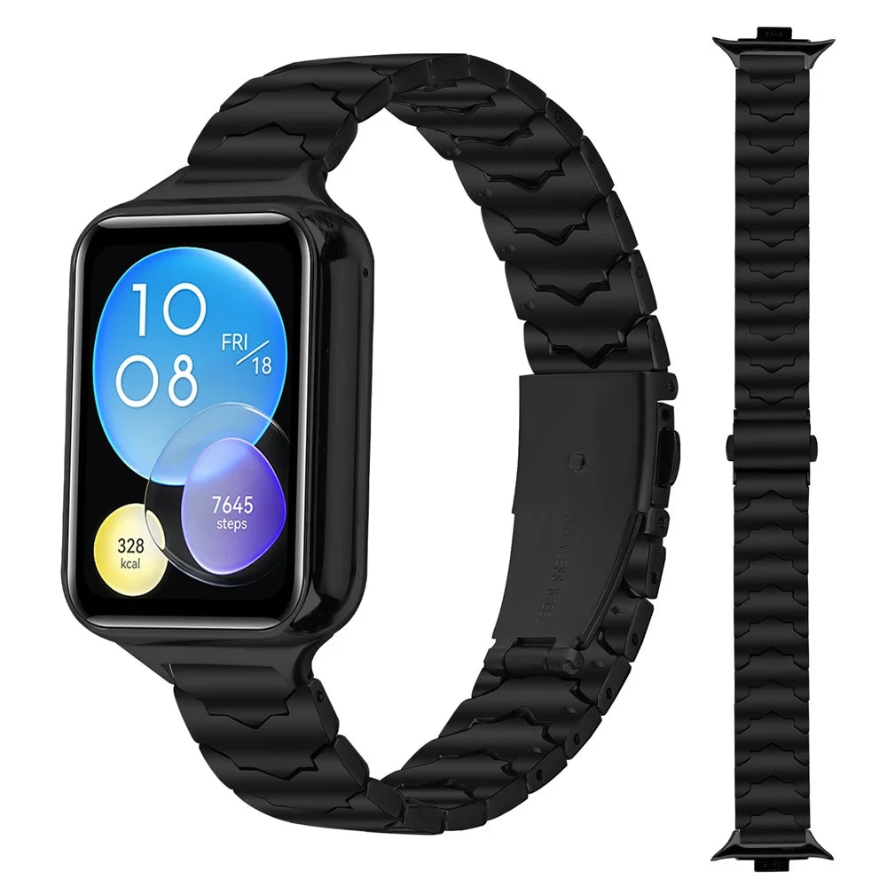 Bat Design Black Watch Strap for Xiaomi Smart Band 10 Pro / 9 Pro / 8 Pro / Redmi Watch 6 / 5 / 4 Stainless Steel Adjustable Band with Folding Clasp - 2