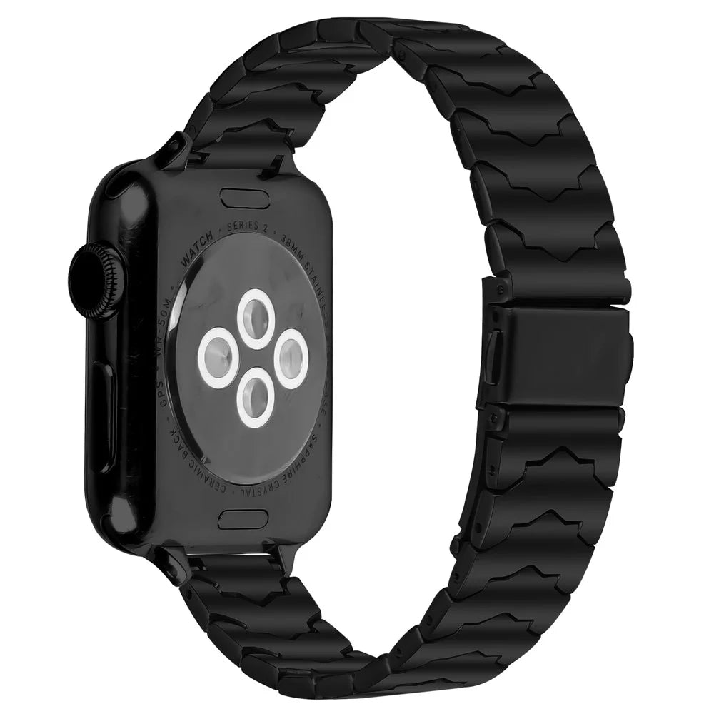 Bat Design Black Watch Strap for Apple Watch Ultra 3 2 1 49mm  /  Series 11 10 46mm  /  9 8 7 45mm  /  SE3 SE2 SE 6 5 4 44mm  /  3 2 1 42mm Stainless Steel Adjustable Band with Folding Clasp - 1