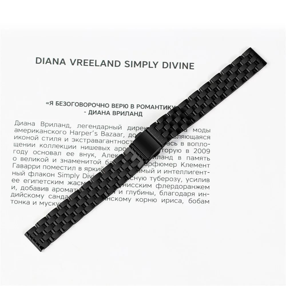For Garmin Lily 2 Watch Band Slim Five-Bead Stainless Steel Black Strap - 4