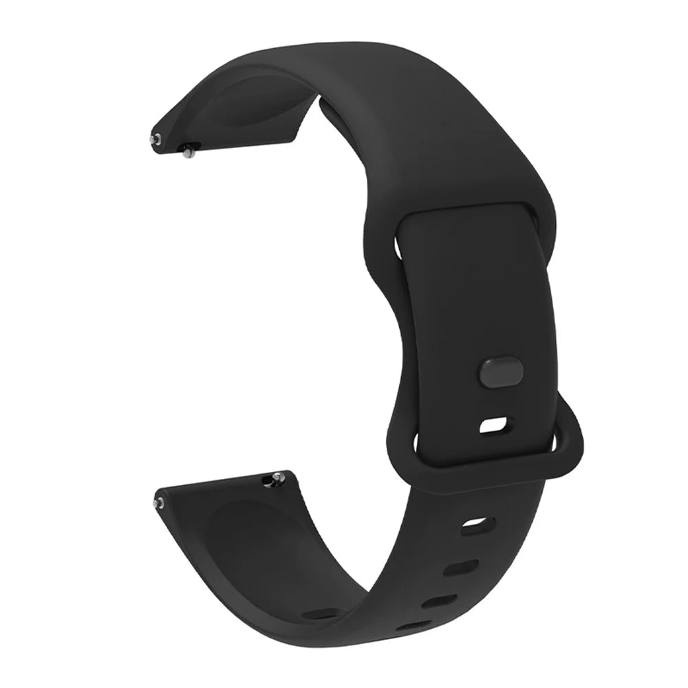 Replacement Silicone Wrist Strap Adjustable Smart Watch Band 22mm for Samsung Huawei Amazfit - Black - 1