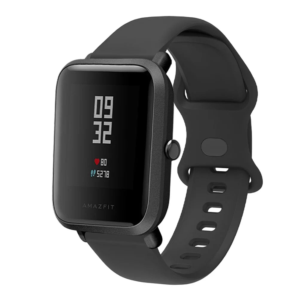Replacement Silicone Wrist Strap Adjustable Smart Watch Band 22mm for Samsung Huawei Amazfit - Black - 4