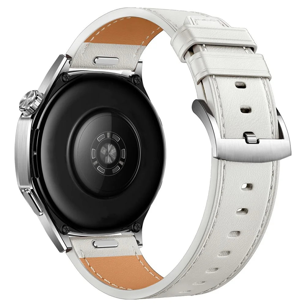 22mm Quick Release Strap for Huawei Watch GT 6 / 6 Pro / 5 46mm / Xiaomi Watch S4 / Garmin Vivoactive 4 Thread Stitching Genuine Leather Watch Band - White - 1