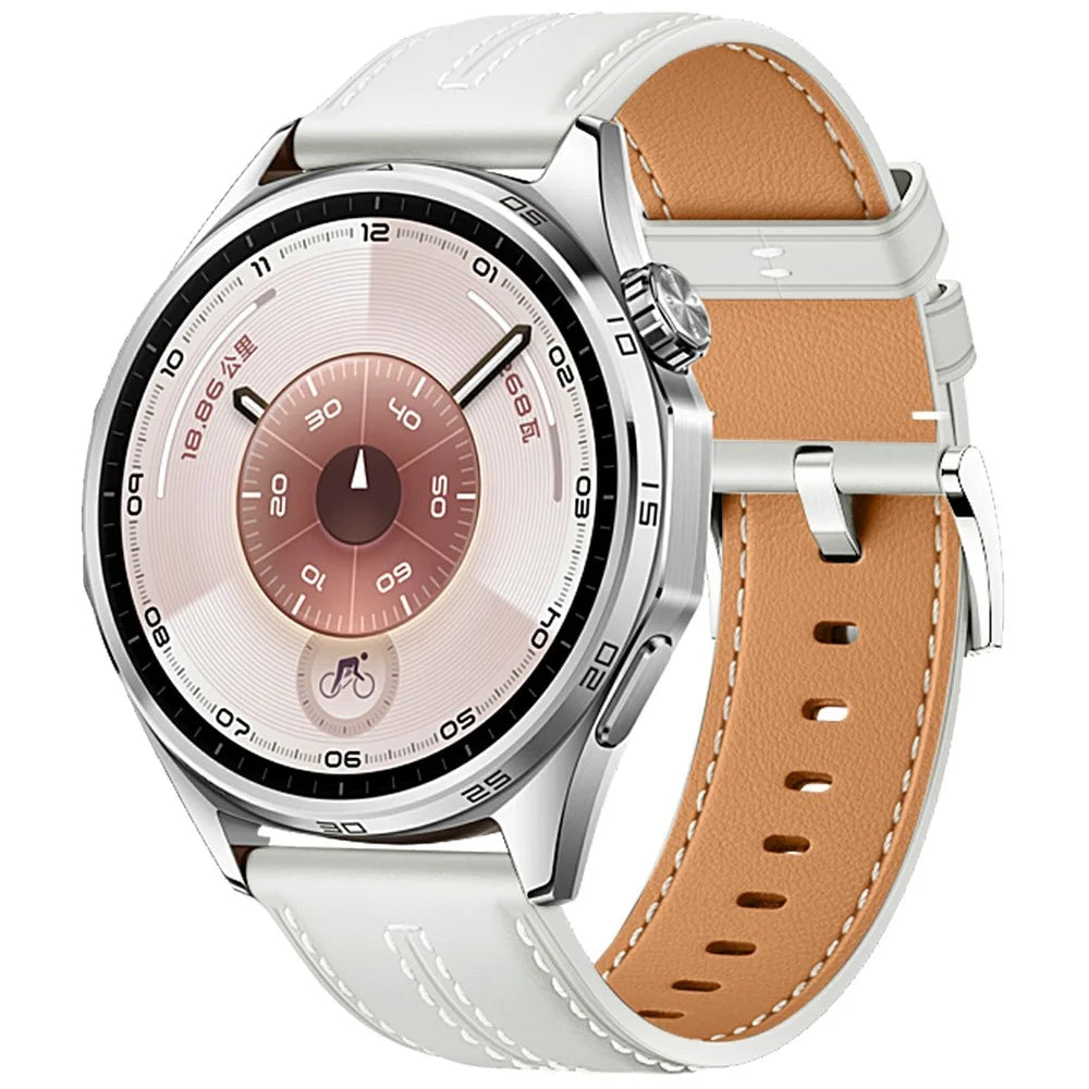 22mm Quick Release Strap for Huawei Watch GT 6 / 6 Pro / 5 46mm / Xiaomi Watch S4 / Garmin Vivoactive 4 Thread Stitching Genuine Leather Watch Band - White - 2