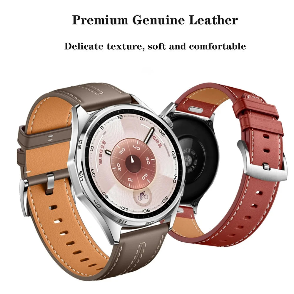 22mm Quick Release Strap for Huawei Watch GT 6 / 6 Pro / 5 46mm / Xiaomi Watch S4 / Garmin Vivoactive 4 Thread Stitching Genuine Leather Watch Band - White - 4