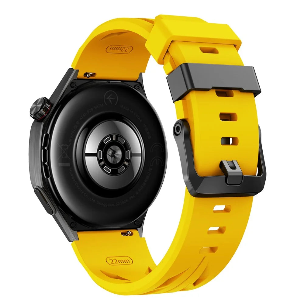 20mm Groove Design Silicone Strap for Samsung Galaxy Watch7 44mm / 40mm / Huawei Watch GT 3 Pro 43mm Multi Hole Adjustable Watch Band - Yellow - 1
