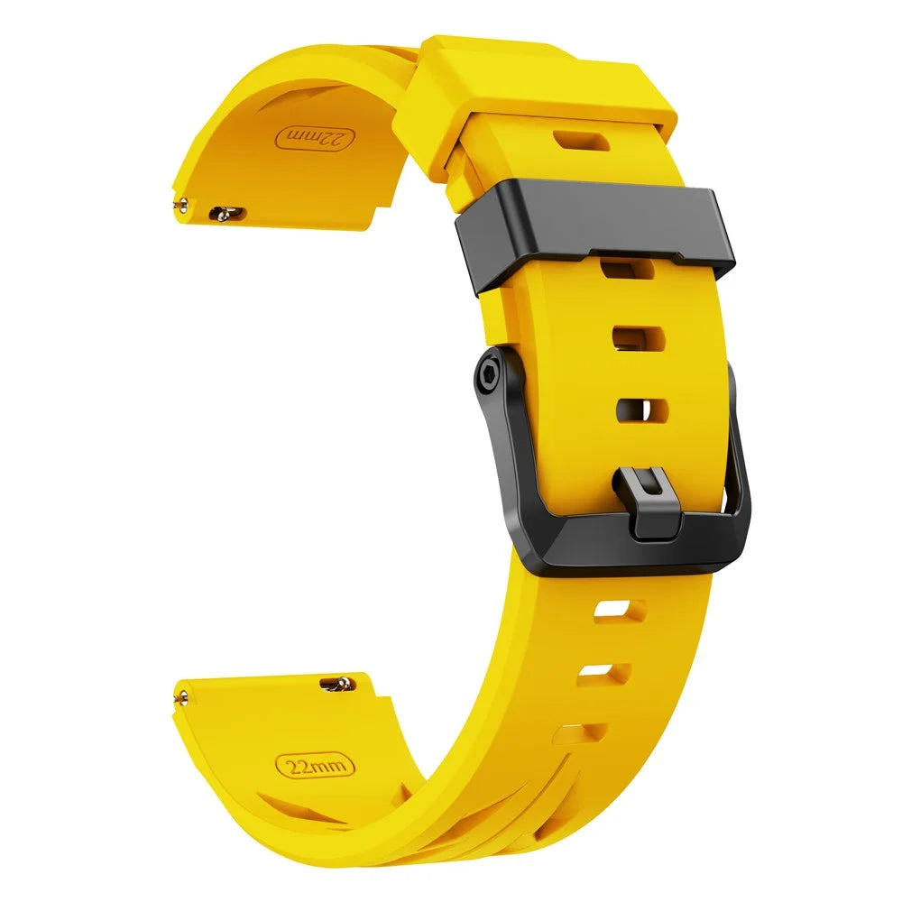 20mm Groove Design Silicone Strap for Samsung Galaxy Watch7 44mm / 40mm / Huawei Watch GT 3 Pro 43mm Multi Hole Adjustable Watch Band - Yellow - 2