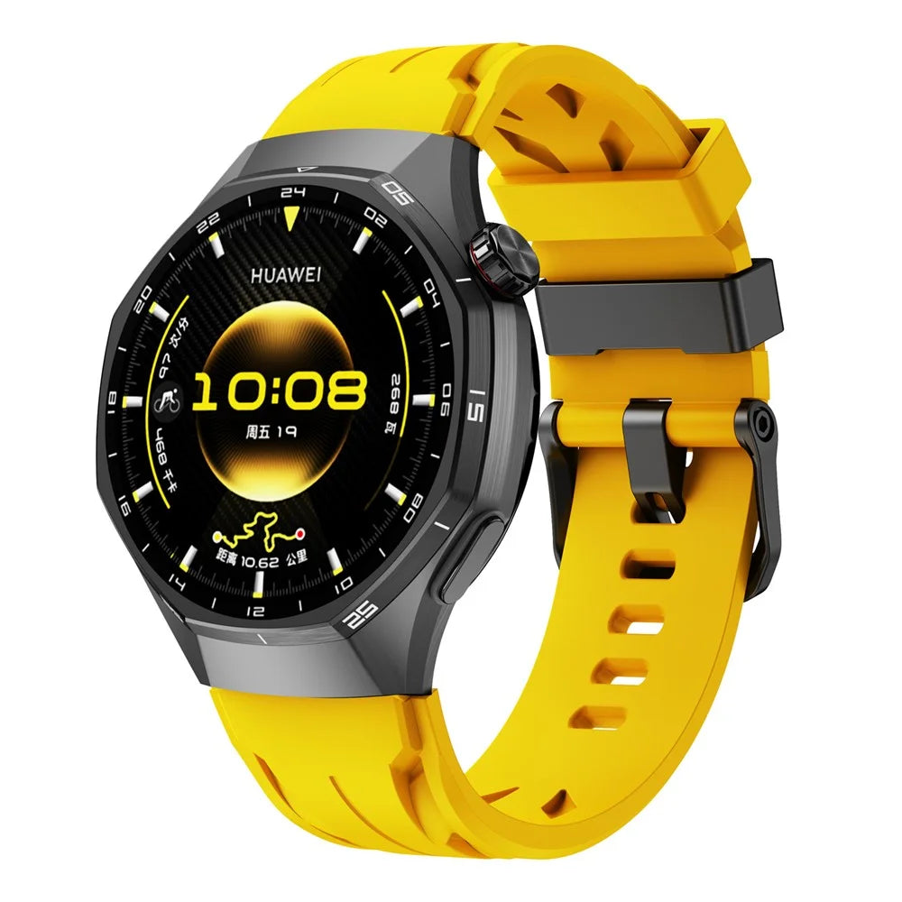 20mm Groove Design Silicone Strap for Samsung Galaxy Watch7 44mm / 40mm / Huawei Watch GT 3 Pro 43mm Multi Hole Adjustable Watch Band - Yellow - 4