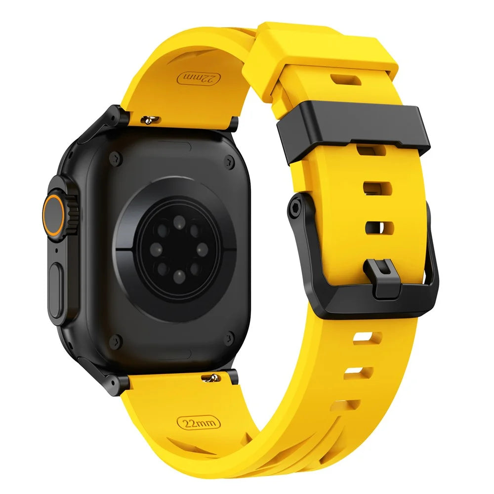 Groove Design Silicone Strap for Apple Watch Ultra 3 2 1 49mm  /  Series 11 10 46mm  /  9 8 7 45mm  /  SE3 SE2 SE 6 5 4 44mm  /  3 2 1 42mm Multi Hole Adjustable Watch Band - Yellow - 1