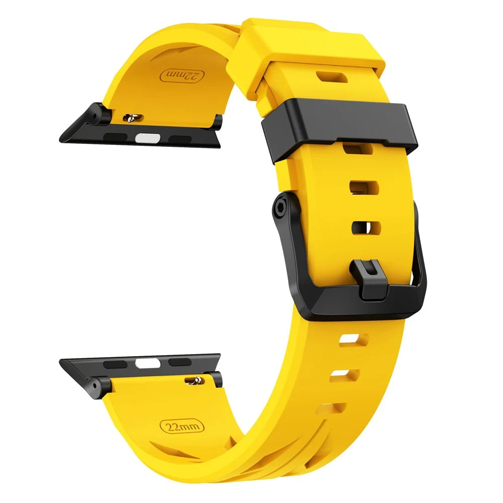 Groove Design Silicone Strap for Apple Watch Ultra 3 2 1 49mm  /  Series 11 10 46mm  /  9 8 7 45mm  /  SE3 SE2 SE 6 5 4 44mm  /  3 2 1 42mm Multi Hole Adjustable Watch Band - Yellow - 2