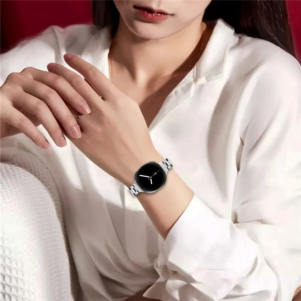Silver Strap for Samsung Galaxy Watch8 44mm / 40mm / Watch8 Classic 46mm Slim Three-Bead Stainless Steel Watch Band - 5