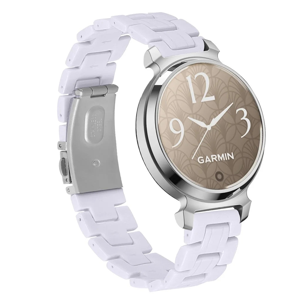 For Garmin Lily 2 Waterproof Resin Strap Replacement Watch Band with Stainless Steel Buckle - White - 2