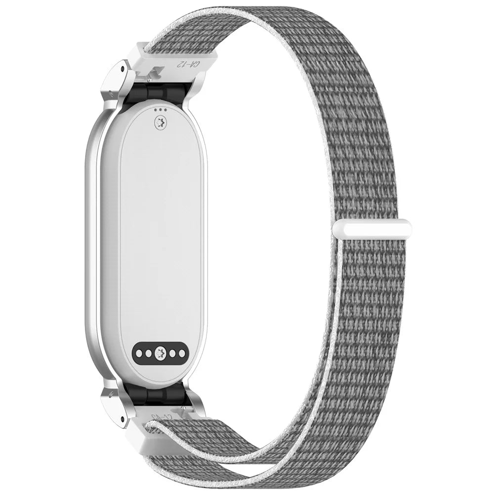 Nylon Band with Metal Frame Case for PLAUD NotePin AI Wearable Voice Recorder Magic Tape Strap - Grey / Silver - 2