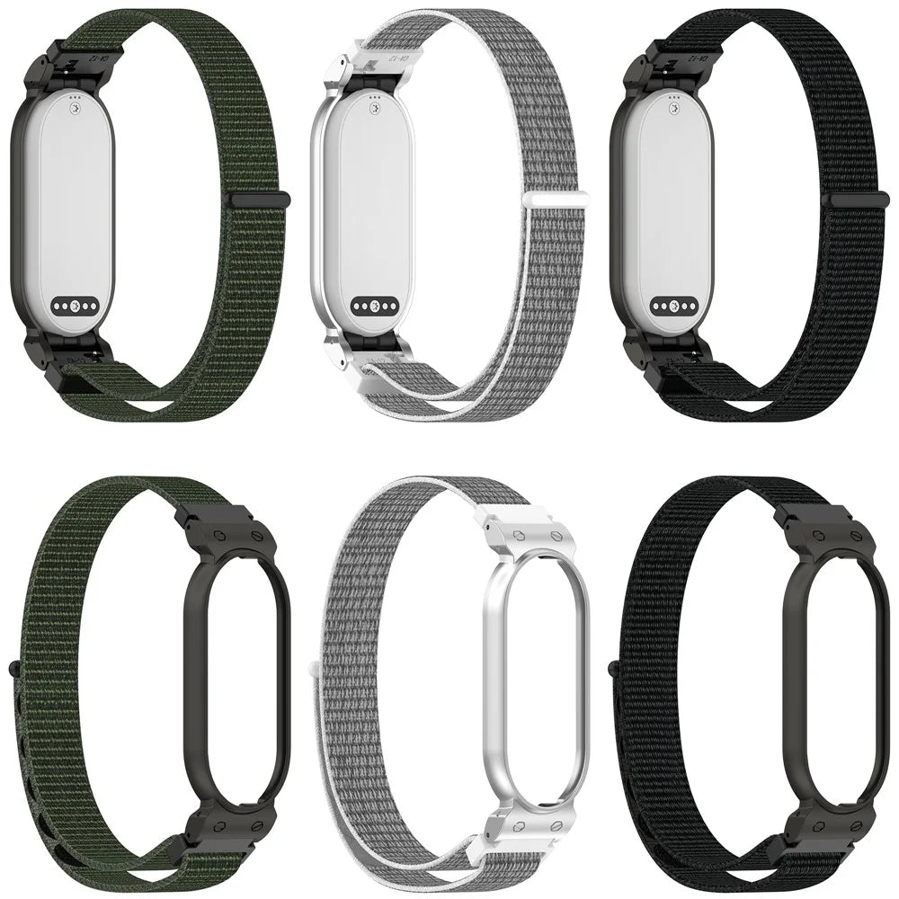Nylon Band with Metal Frame Case for PLAUD NotePin AI Wearable Voice Recorder Magic Tape Strap - Grey / Silver - 5