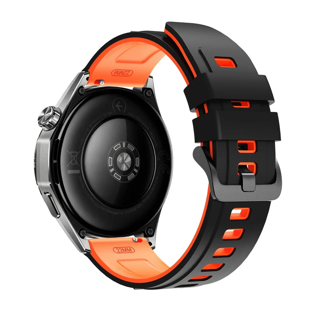 22mm Dual Color Silicone Strap for Samsung Galaxy Watch3 45mm / Watch 46mm / Gear S3 Classic Replacement Watch Band - Black / Orange - 1