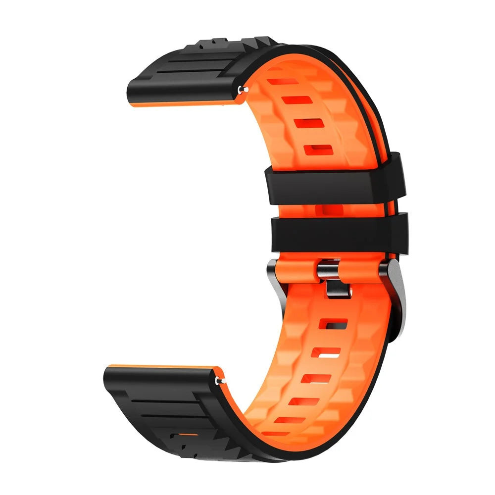 22mm Dual Color Silicone Strap for Samsung Galaxy Watch3 45mm / Watch 46mm / Gear S3 Classic Replacement Watch Band - Black / Orange - 2