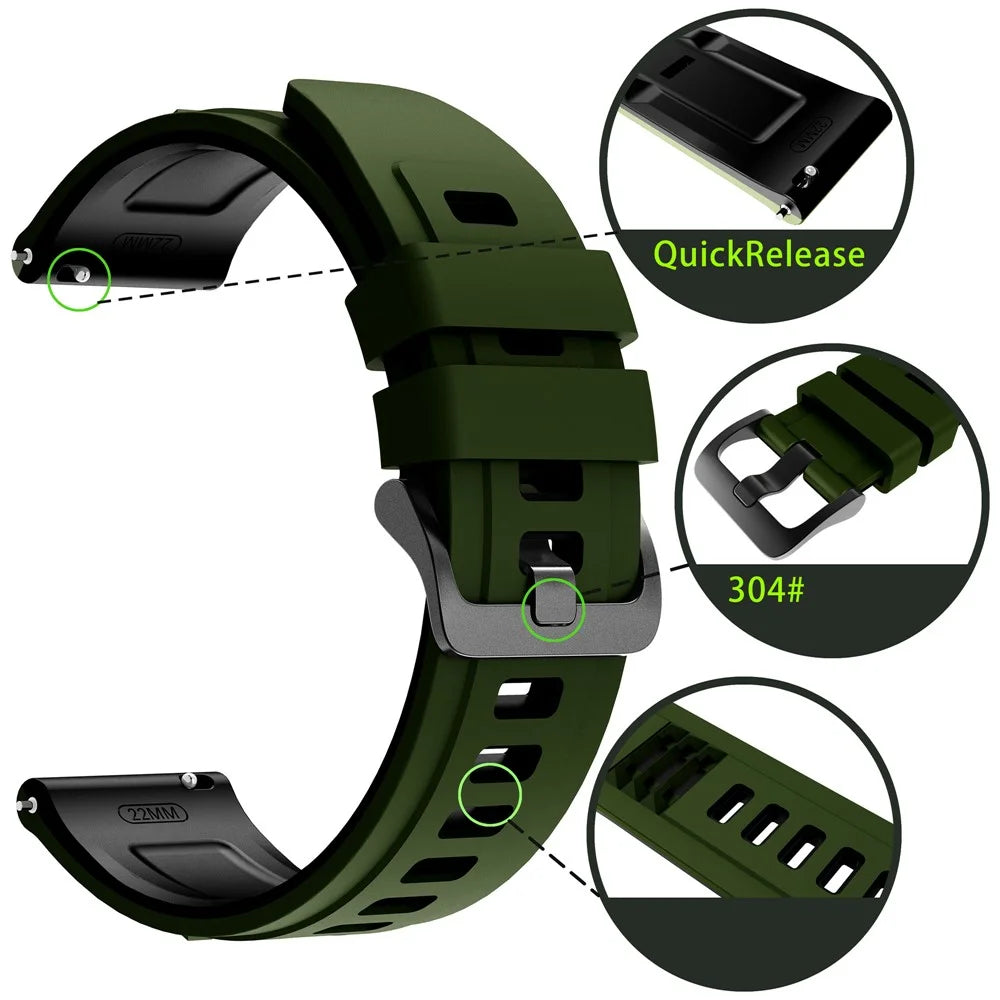 22mm Dual Color Silicone Strap for Samsung Galaxy Watch3 45mm / Watch 46mm / Gear S3 Classic Replacement Watch Band - Black / Orange - 6