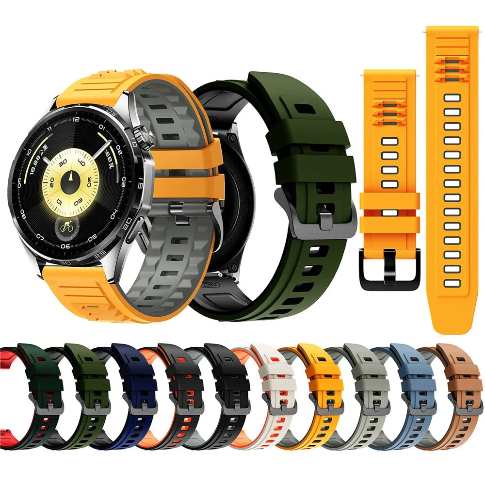 22mm Dual Color Silicone Strap for Samsung Galaxy Watch3 45mm / Watch 46mm / Gear S3 Classic Replacement Watch Band - Black / Orange - 7