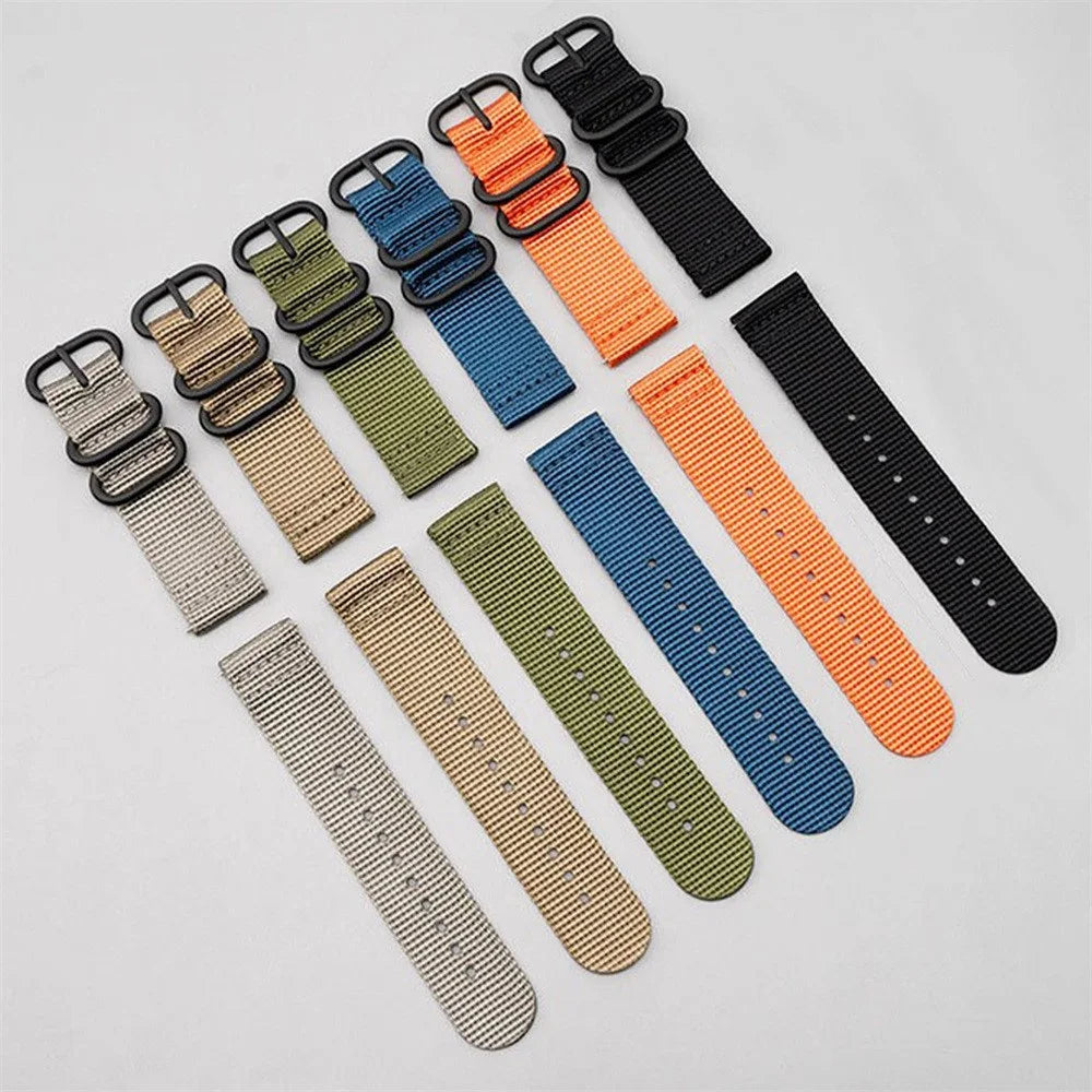 20mm Double Loop Nylon Watchband for Samsung Galaxy Watch7 / 6 / 5 40mm 44mm / 6 Classic 43mm 47mm / 5 Pro 45mm Black Buckle Braided Strap - Army Green - 6