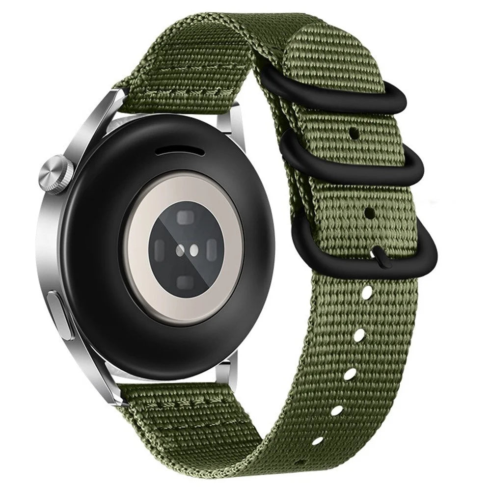 22mm Double Loop Nylon Watchband for Huawei Watch GT 6 / 5 / 5 Pro 4 46mm Black Buckle Braided Strap - Army Green - 1