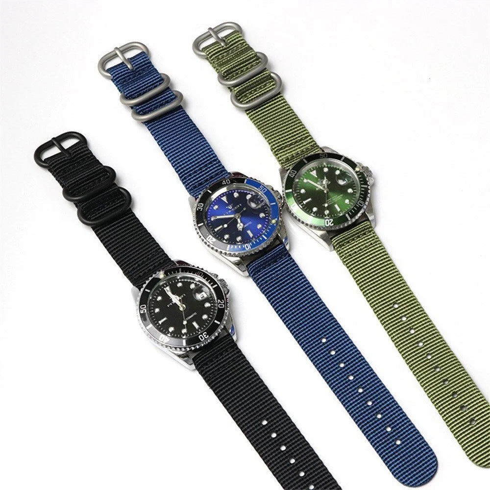 22mm Double Loop Nylon Watchband for Huawei Watch GT 6 / 5 / 5 Pro 4 46mm Black Buckle Braided Strap - Army Green - 4