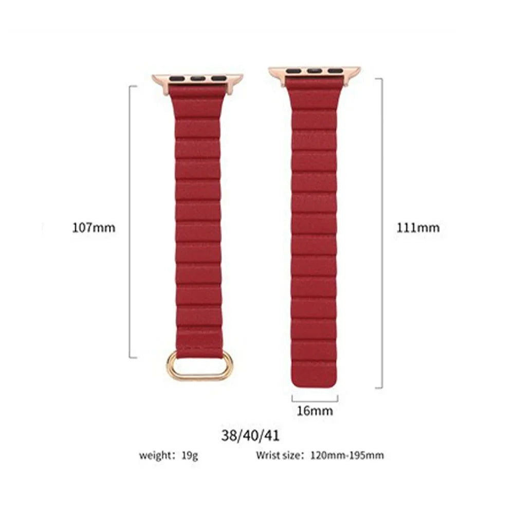 Slim Magnetic Strap for Apple Watch Series 11 10 42mm  /  9 8 7 41mm  /  SE3 SE2 SE 6 5 4 40mm  /  3 2 1 38mm Microfiber Leather Watch Band Reverse Buckle Design - Khaki / Silver - 3