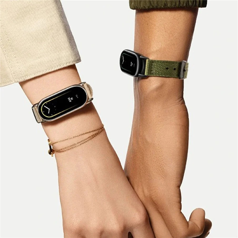 For Xiaomi Smart Band 10  /  9  /  8 Woven Nylon Watch Band Pin Buckle Strap - Army Green - 3
