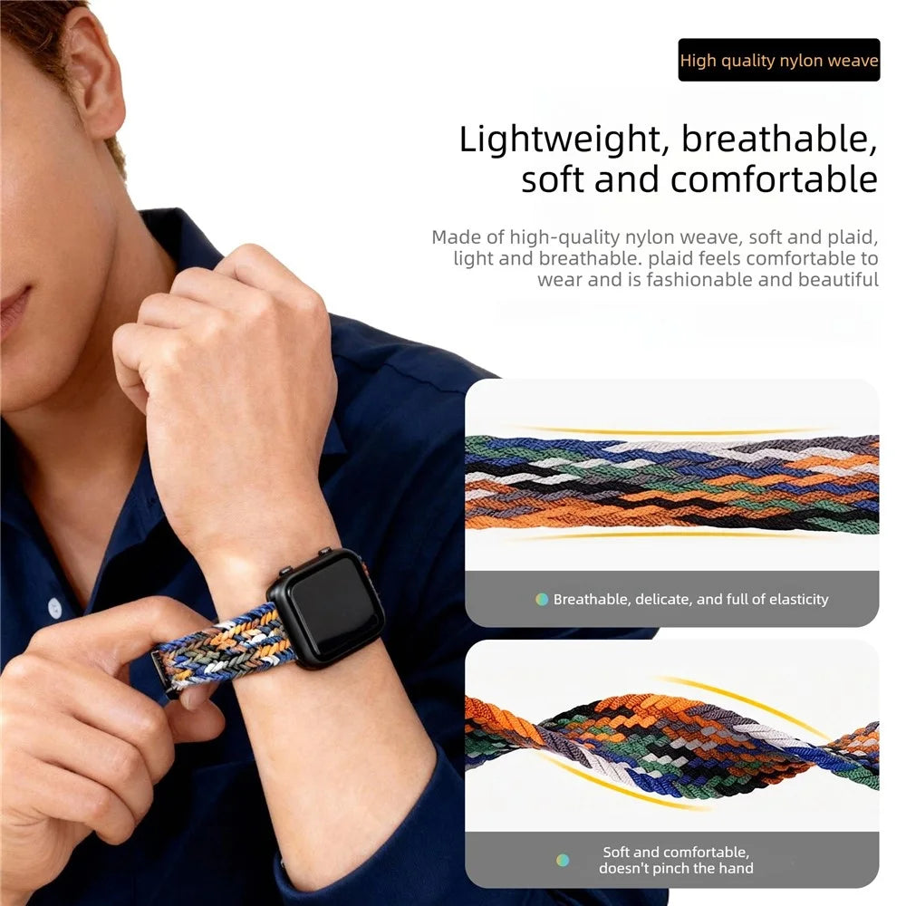 Magnetic Nylon Band for Apple Watch Ultra 3 2 1 49mm  /  Series 11 10 46mm  /  9 8 7 45mm  /  SE3 SE2 SE 6 5 4 44mm  /  3 2 1 42mm Adjustable Braided Watch Strap - Multi-color - 3