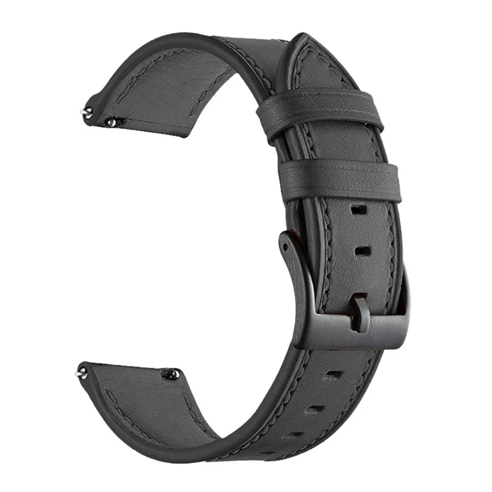 20mm Solid Color Stitching Watch Band for Garmin Venu 2 Plus  /  Venu  /  Sq 2  /  Sq Fiber Leather Strap - Black - 1