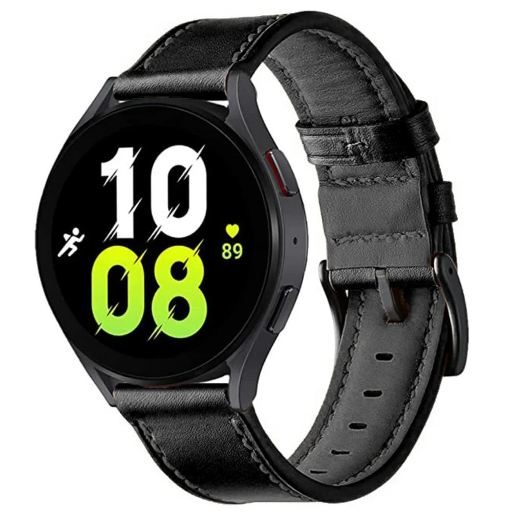 20mm Solid Color Stitching Watch Band for Garmin Venu 2 Plus  /  Venu  /  Sq 2  /  Sq Fiber Leather Strap - Black - 2