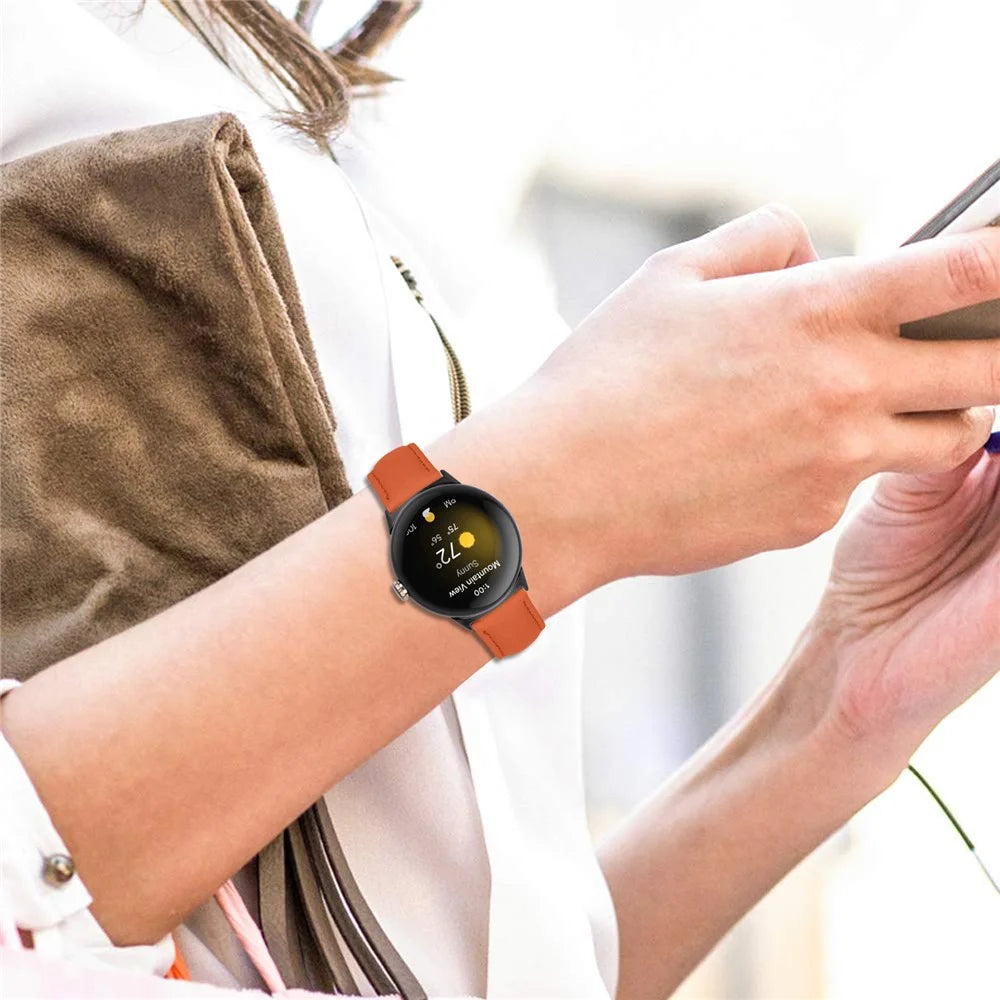 Litchi Textured Genuine Cow Leather Strap with Electroplated Buckle for Google Pixel Watch 4 41mm / Watch 3 41mm / Watch 2 / Watch Pointed-End Watch Band - Orange / Black - 5