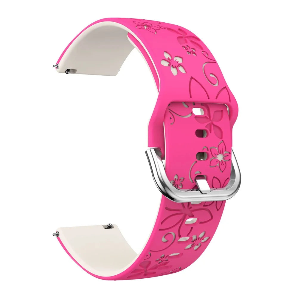 18mm Dual Color Carved Silicone Strap For Huawei Watch GT 6 / 5 / 4 41mm / Garmin Venu 3S / 2S Replacement Watch Band - Rose / Starlight - 1