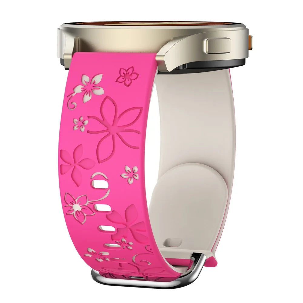 18mm Dual Color Carved Silicone Strap For Huawei Watch GT 6 / 5 / 4 41mm / Garmin Venu 3S / 2S Replacement Watch Band - Rose / Starlight - 5
