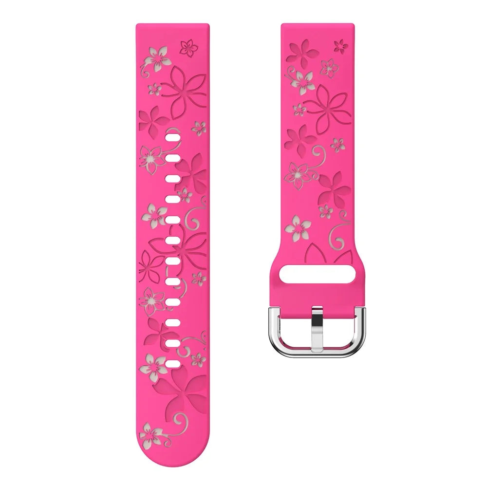 18mm Dual Color Carved Silicone Strap For Huawei Watch GT 6 / 5 / 4 41mm / Garmin Venu 3S / 2S Replacement Watch Band - Rose / Starlight - 6