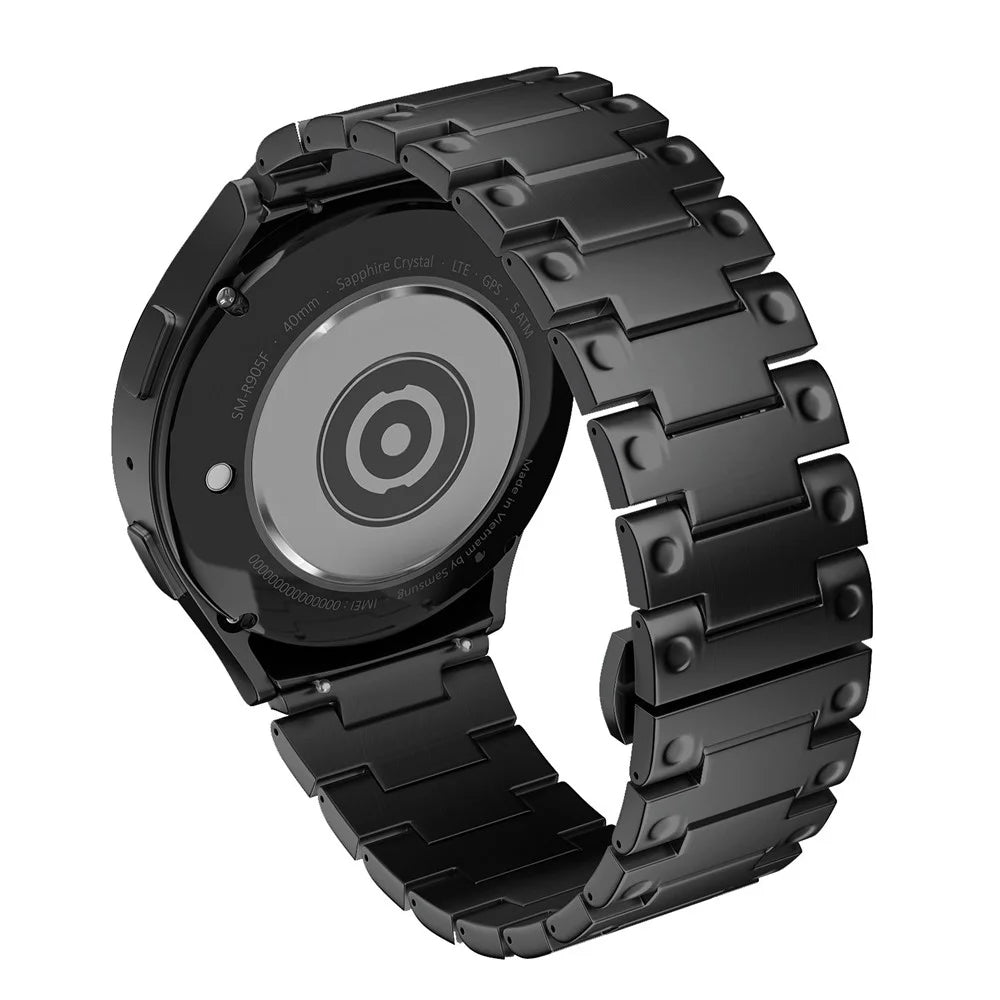 Mechanical Style Metal Strap for Samsung Galaxy Watch7 / 6 / 5 / 4 40mm 44mm Watch Band with Butterfly Clasp - Black - 6