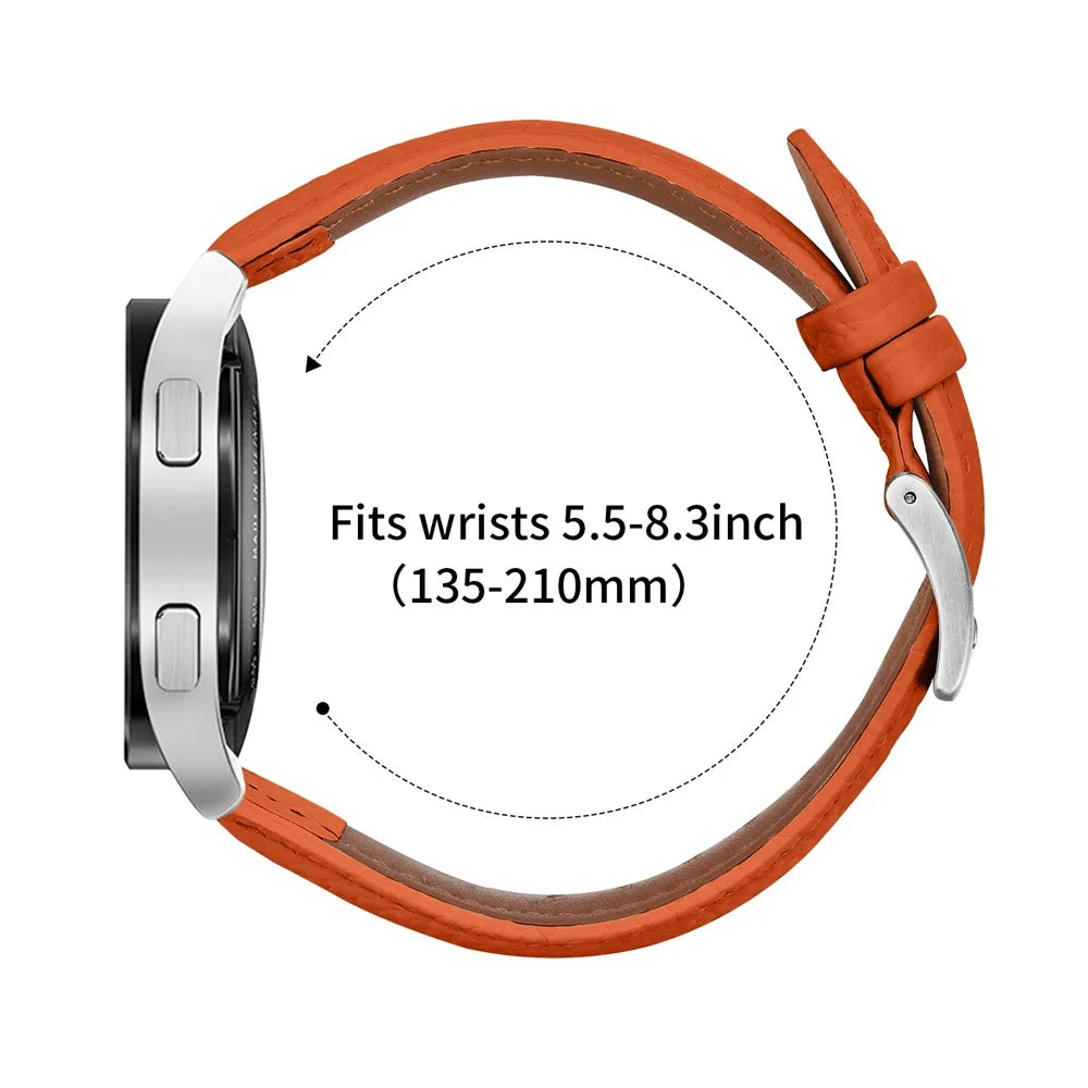 Litchi Texture Genuine Cow Leather Strap for Huami Amazfit Active 2 Square / Active 2 / GTR Mini Pointed-End Watch Band with Silver Buckle - Orange - 5