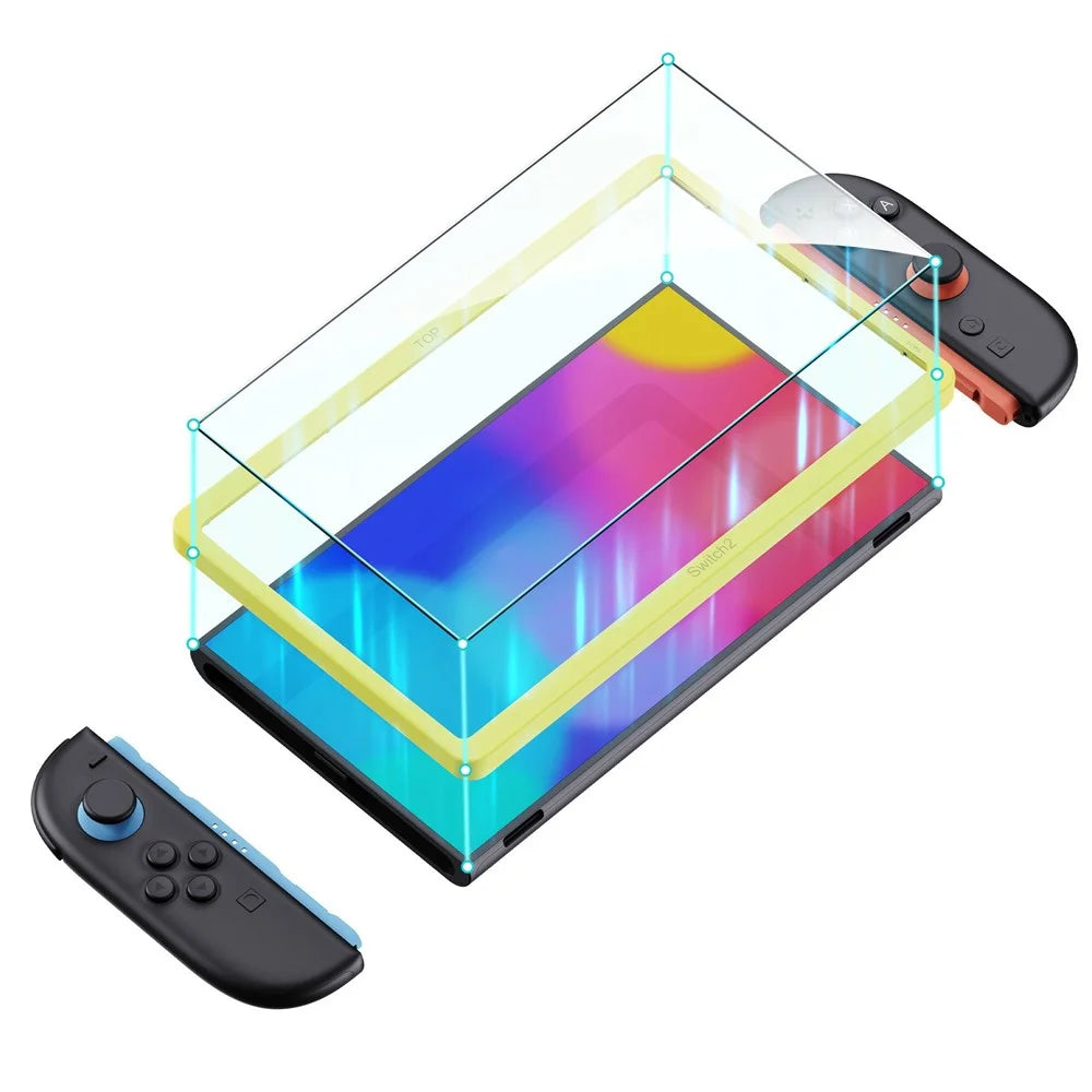 2Pcs For Nintendo Switch 2 Screen Protector Anti Fingerprint HD 9H Explosion-Proof Tempered Glass Film with Alignment Frame - 3