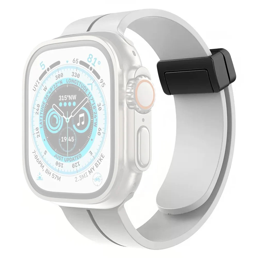COTECI W108 Magnetic Silicone Band for Apple Watch Ultra 3 2 1 49mm / Series 11 10 46mm / 9 8 7 45mm / SE3 SE2 SE 6 5 4 44mm / 3 2 1 42mm Watch Strap - White - 1