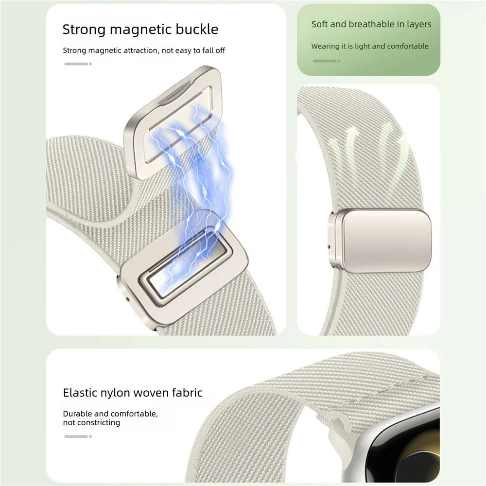 Dual Magnetic Buckle Strap for Apple Watch Series 11 10 42mm / 9 8 7 41mm / SE3 SE2 SE 6 5 4 40mm / 3 2 1 38mm Woven Nylon Loop Watch Band - Dark Olive Green - 7