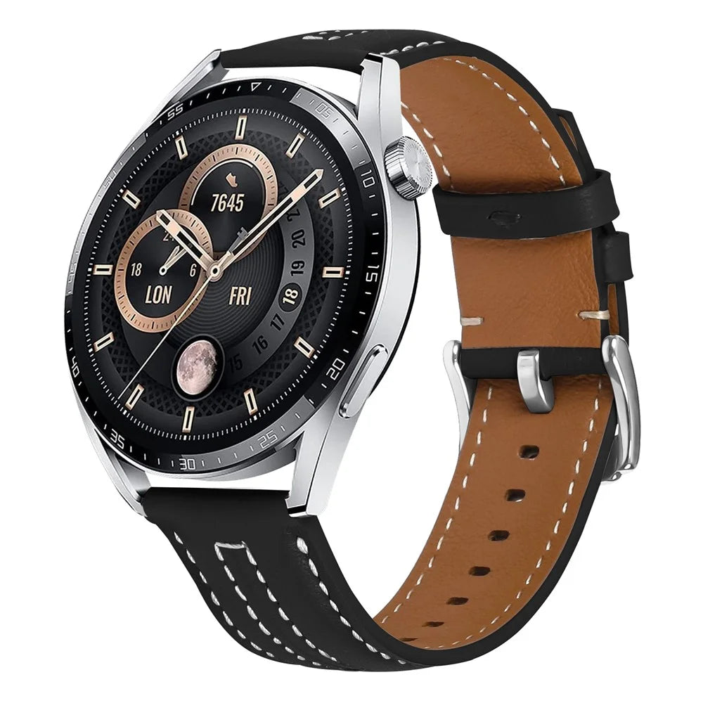 22mm Leather Watch Band for Huami Amazfit GTR 47mm Wristband Replacement with Stitching - 2
