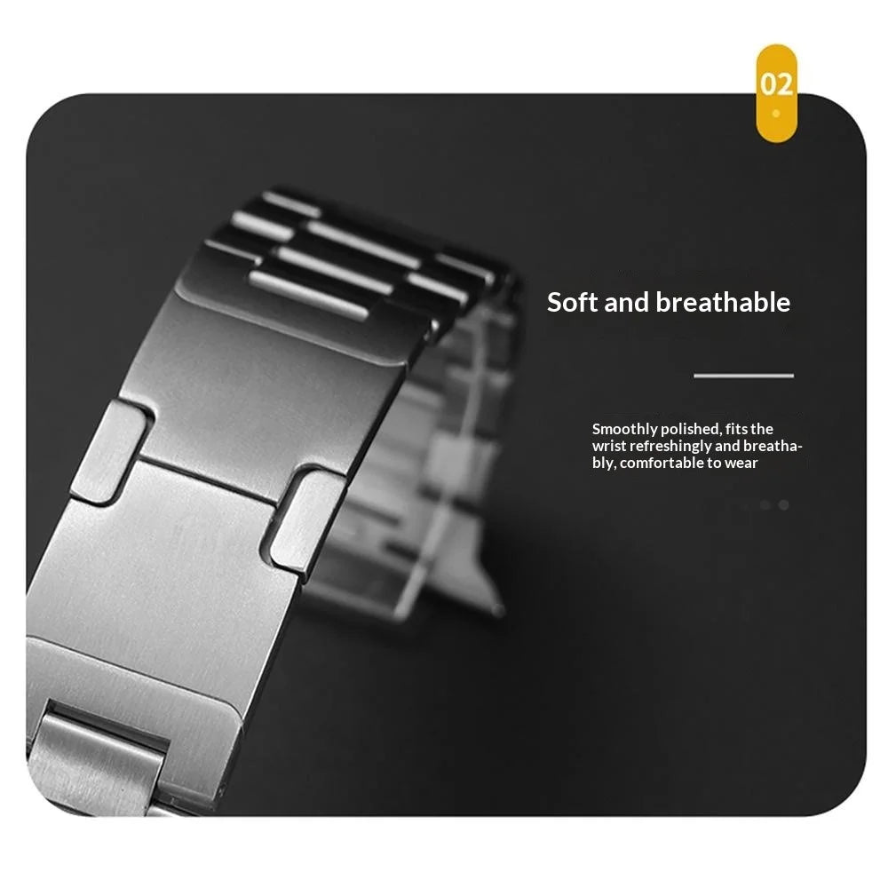 3 Beads Stainless Steel Strap for Apple Watch Series 11 10 42mm  /  9 8 7 41mm  /  SE3 SE2 SE 6 5 4 40mm  /  3 2 1 38mm Metal Band with Turtle Back Buckle - Silver - 3