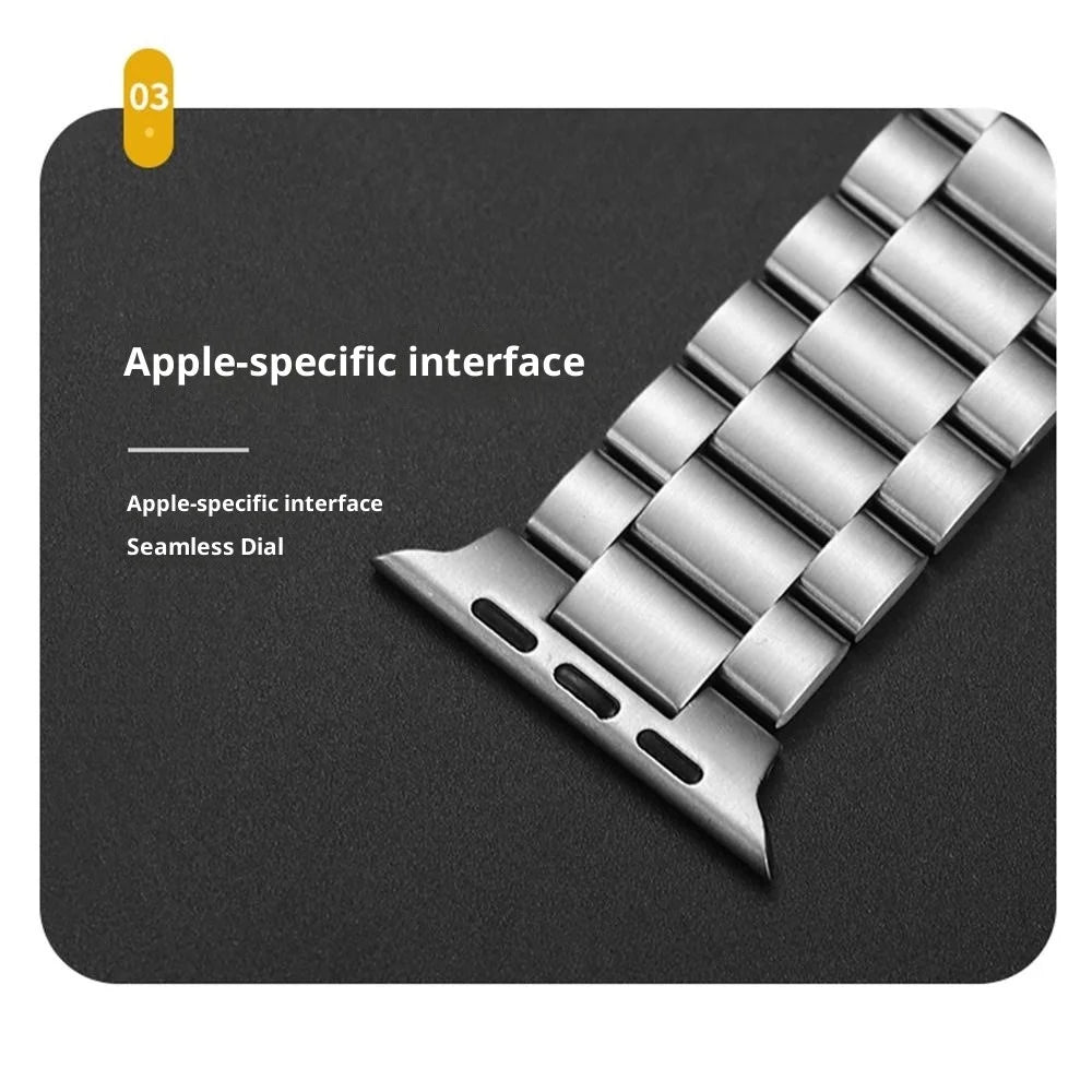 3 Beads Stainless Steel Strap for Apple Watch Series 11 10 42mm  /  9 8 7 41mm  /  SE3 SE2 SE 6 5 4 40mm  /  3 2 1 38mm Metal Band with Turtle Back Buckle - Silver - 4