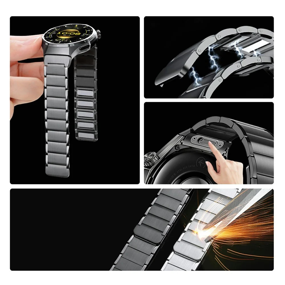 For Huawei Watch GT 6 Pro 46mm Stainless Steel Strap  Magnetic Buckle Quick Release Metal Watch Band - Titanium Grey - 4