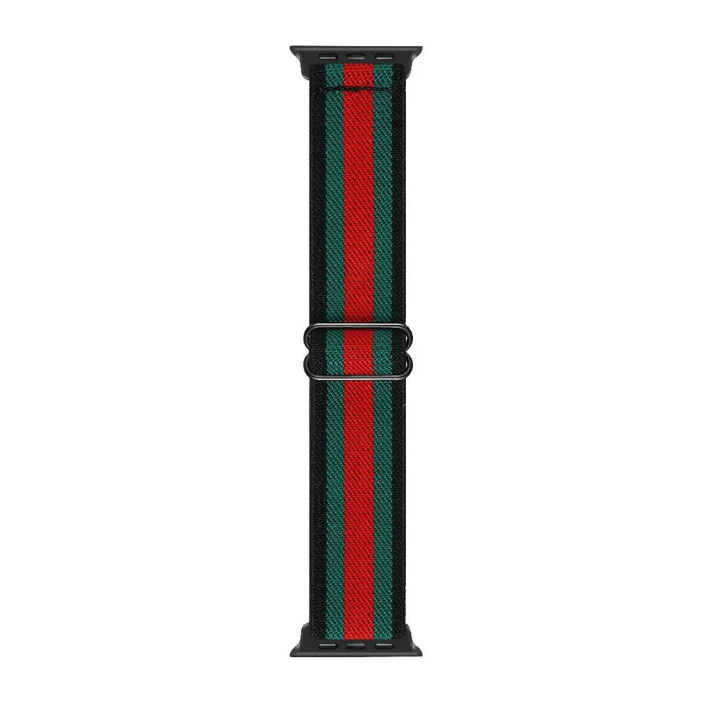 Adjustable Nylon Watch Band Replacement Multi-Color Watch Strap for Apple Watch Ultra 3 2 1 49mm / Series 11 10 46mm / 9 8 7 45mm / SE3 SE2 SE 6 5 4 44mm / 3 2 1 42mm - Black Edge - 2