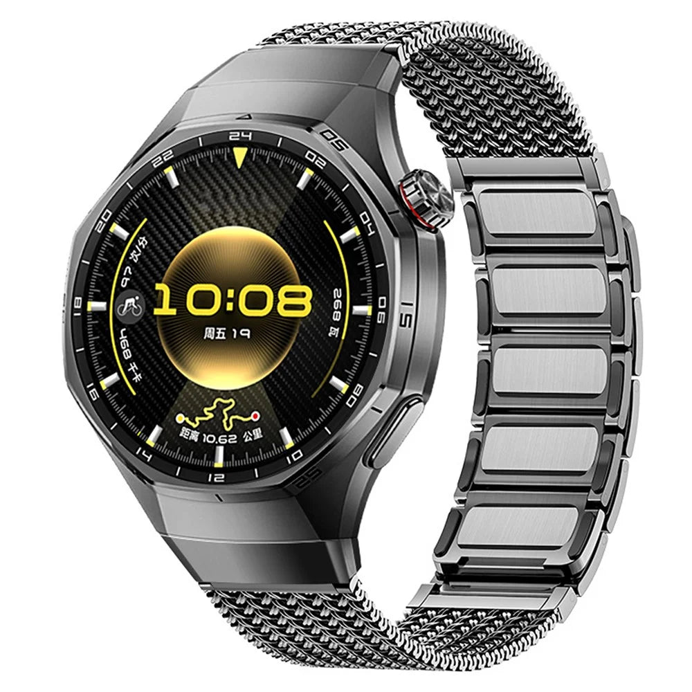 For Huawei Watch GT 6 Pro 46mm Press-type Spring Bar Strap Magnetic Stainless Steel Watch Band - Titanium Grey - 2